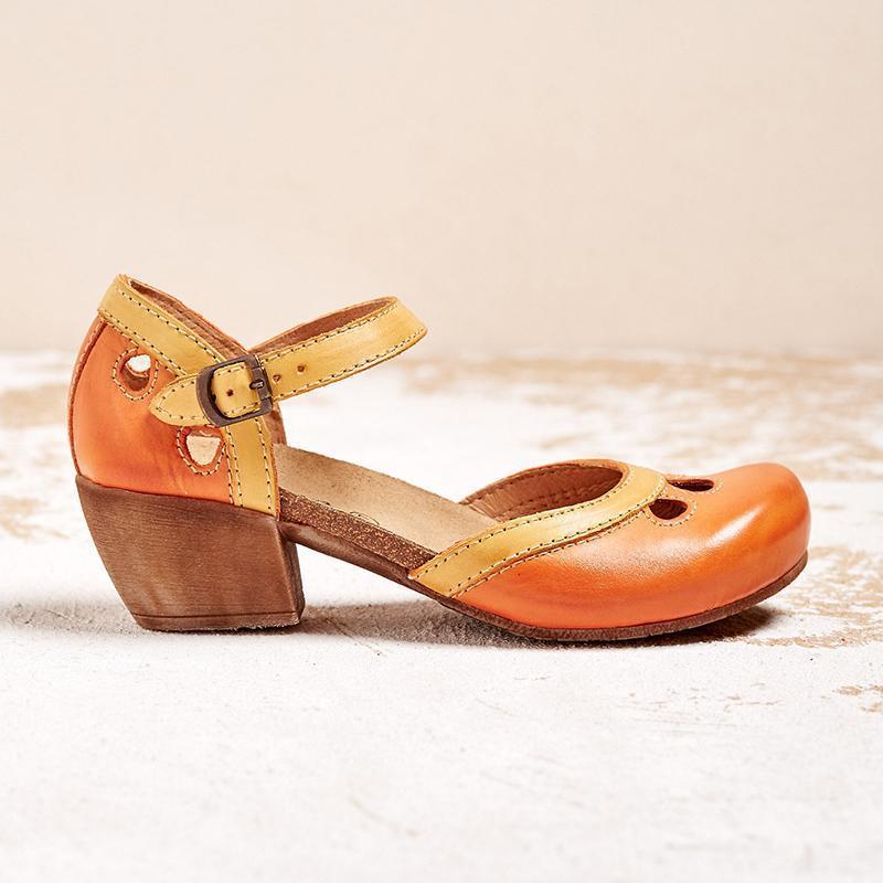 Women's Mary Janes – Burnished Leather Block Heel Everyday | Amelia 3