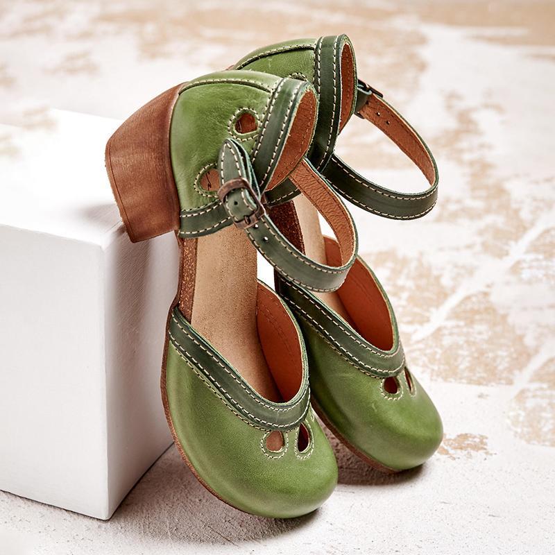 Women's Mary Janes – Burnished Leather Block Heel Everyday | Amelia 5