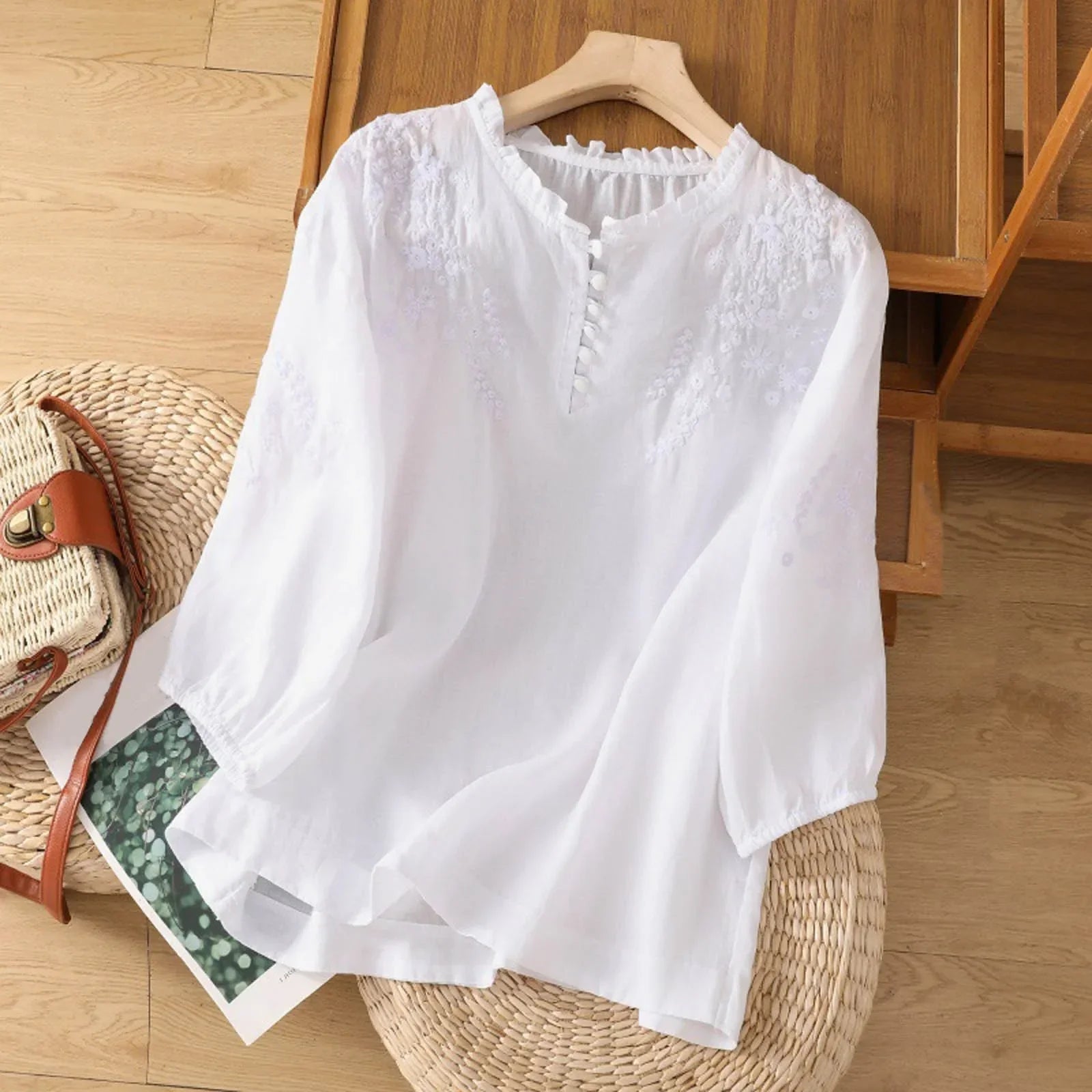 Women's Blouse – Cotton-Linen Relaxed Fit Casual | Isabella 1