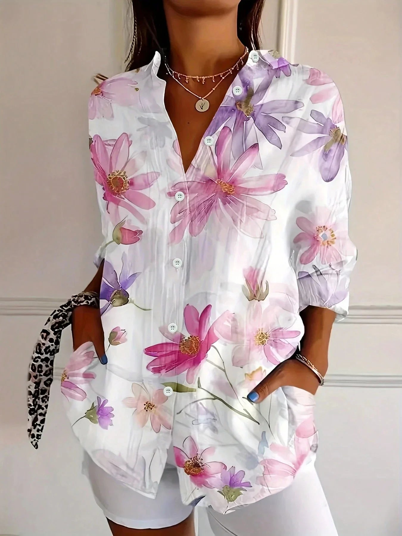 Women's Blouse – Linen Blend Oversized Casual Summer | Ava 4