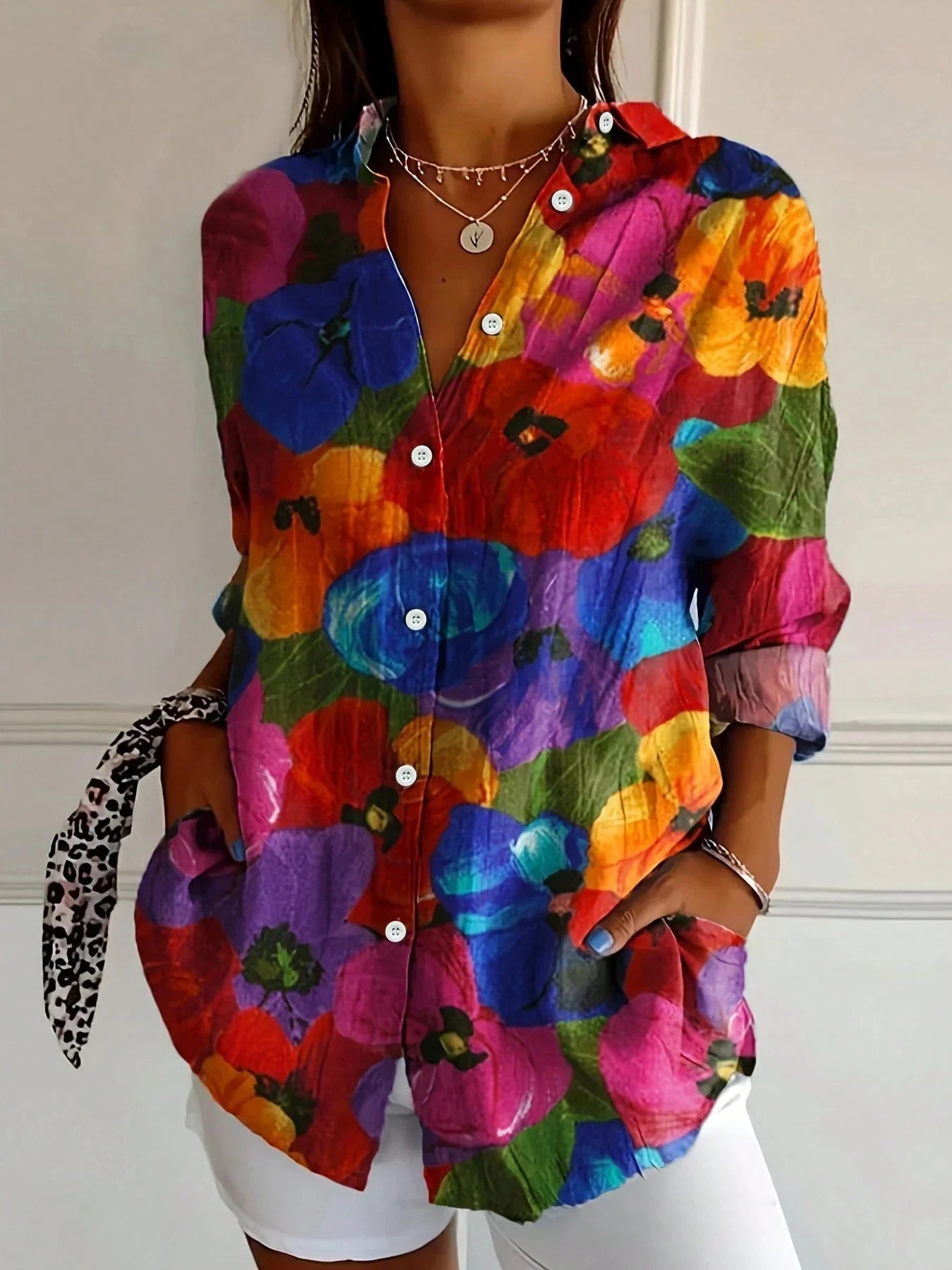 Women's Blouse – Linen Blend Oversized Casual Summer | Ava 6