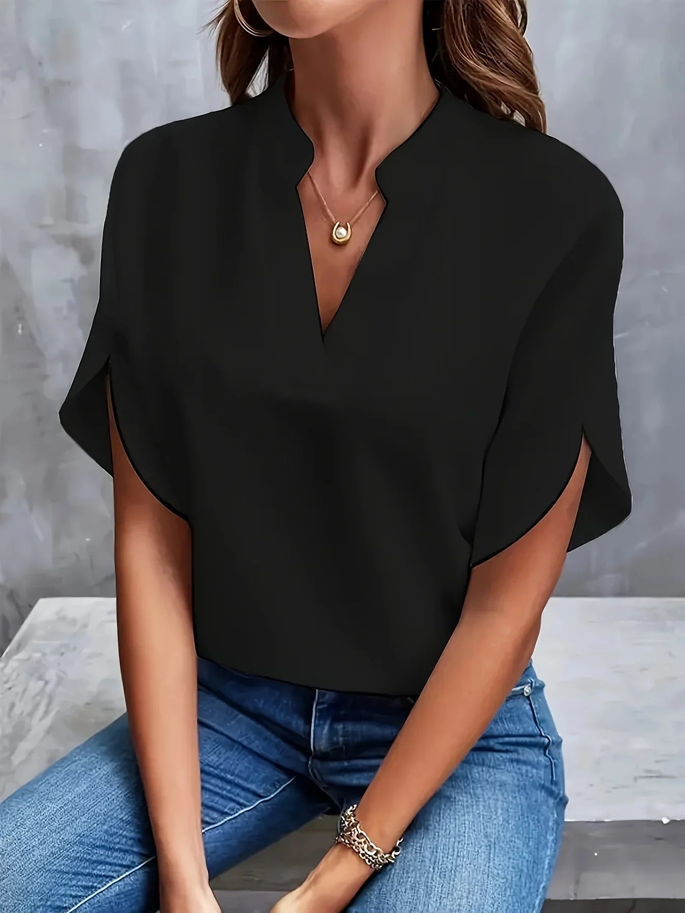 Isla | Tailored V-Neck Elegant Fit Blouse for Work and Casual