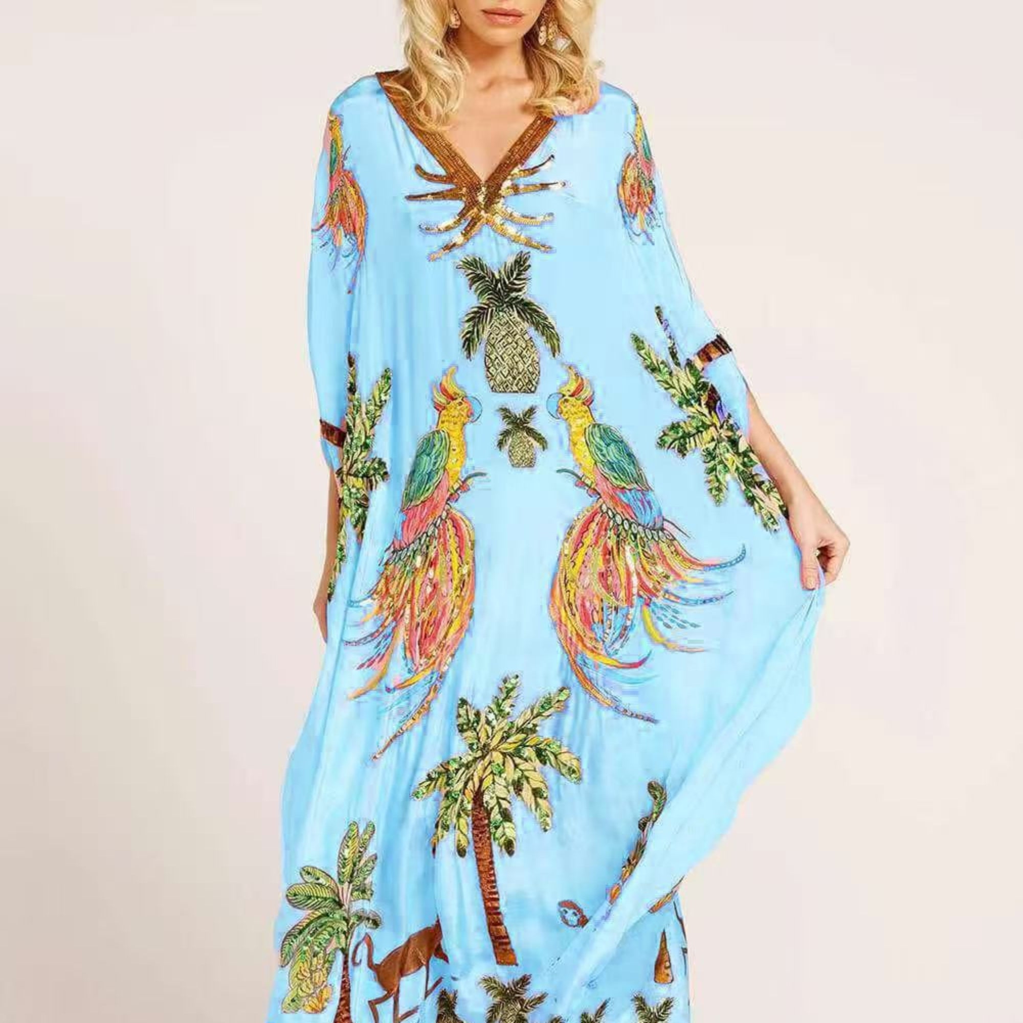 Women's Kaftan – Silk Blend Oversized Evening Resort Wear | Amelia 7