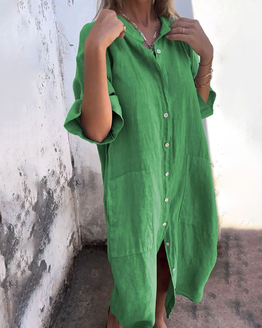 Women's Midi Dress – Washed Linen Oversized Relaxed Casual | Florence 4