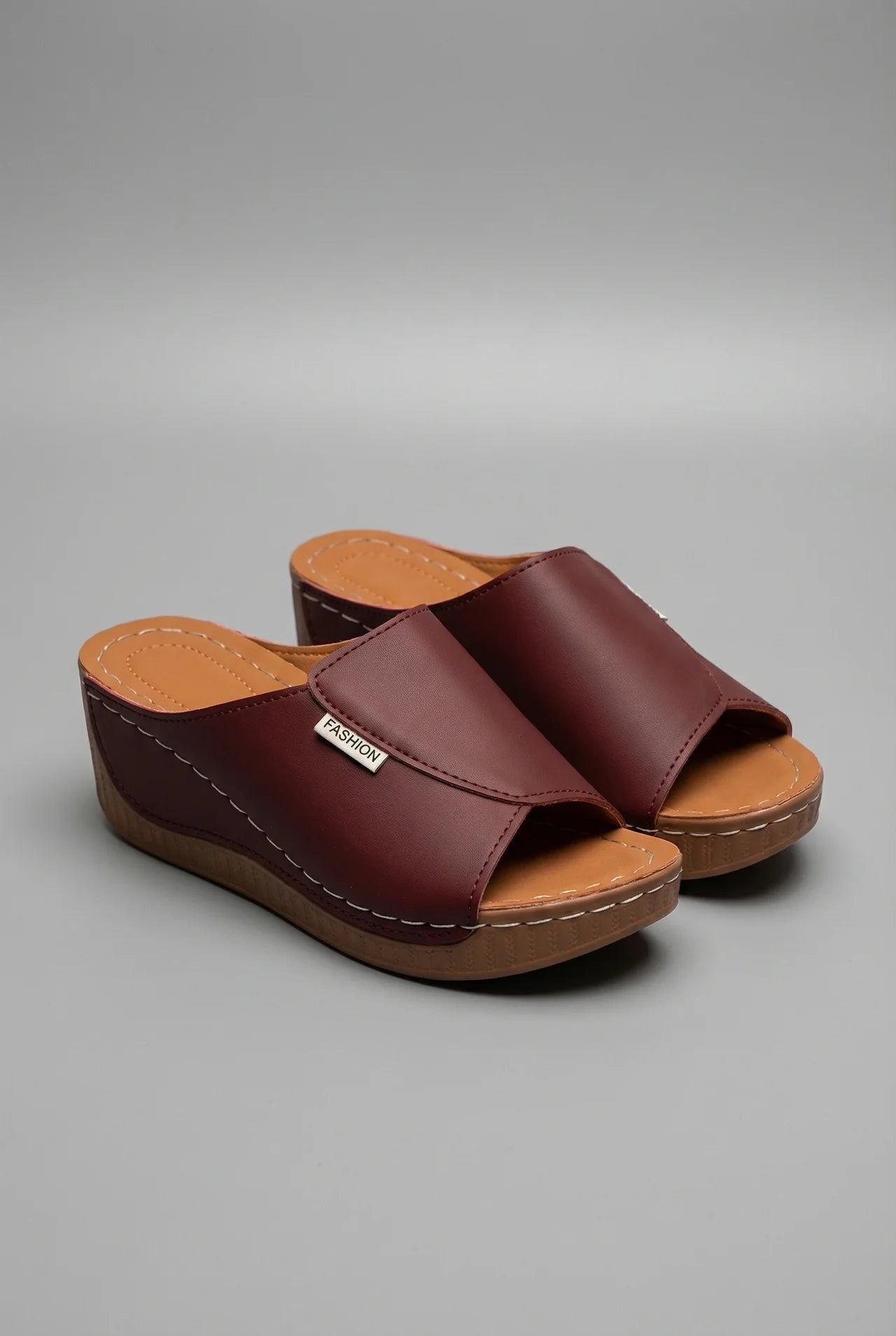 Women's Mules – Synthetic Leather Peep-Toe Wedge Smart-Casual | Isla 5