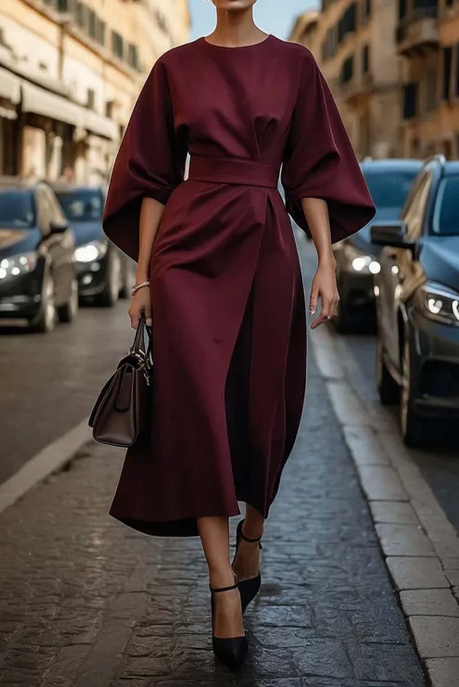 Women's Midi Dress – Crepe-Bonded Jersey Tailored Evening | Amelia 5