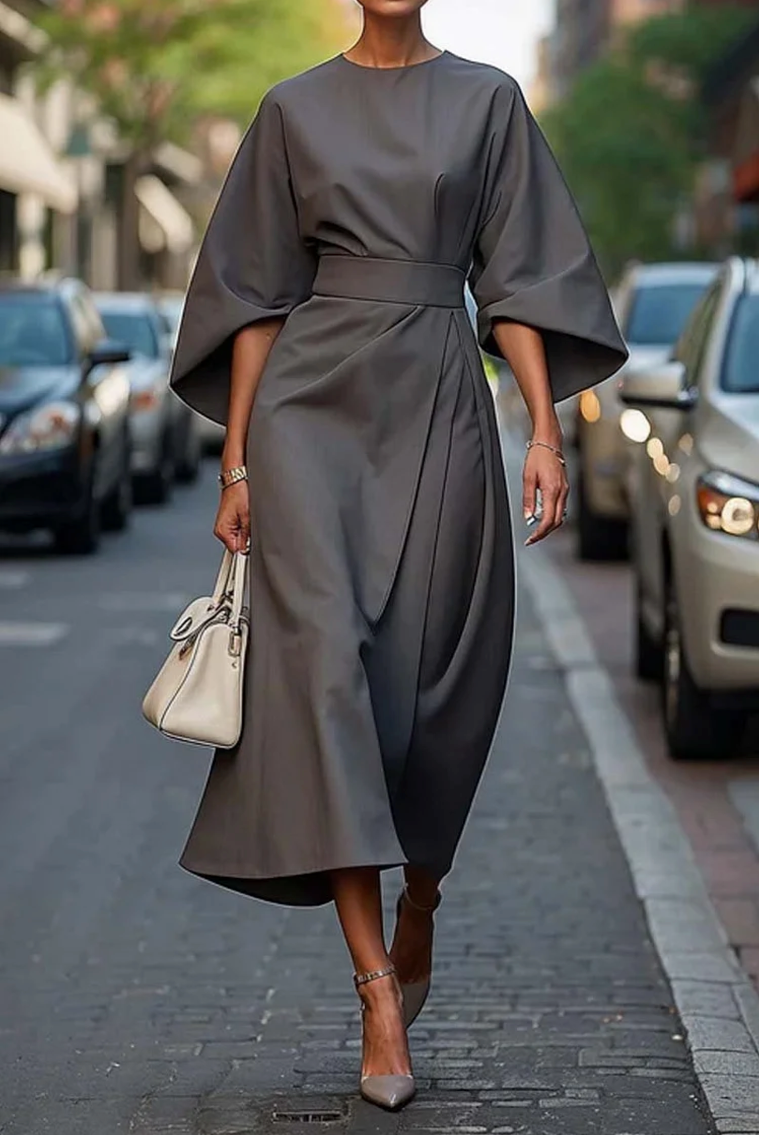 Women's Midi Dress – Crepe-Bonded Jersey Tailored Evening | Amelia 6