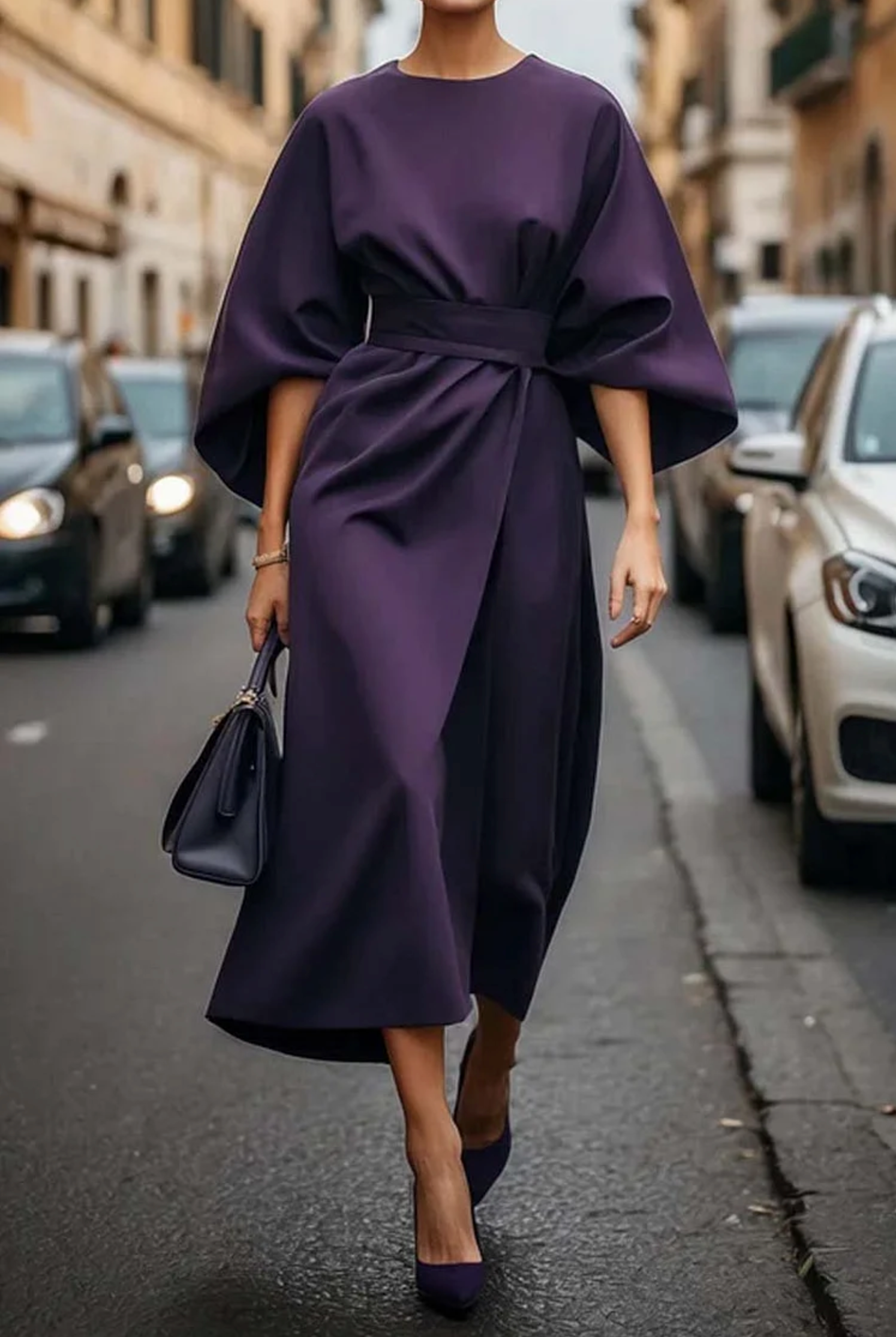 Women's Midi Dress – Crepe-Bonded Jersey Tailored Evening | Amelia 7