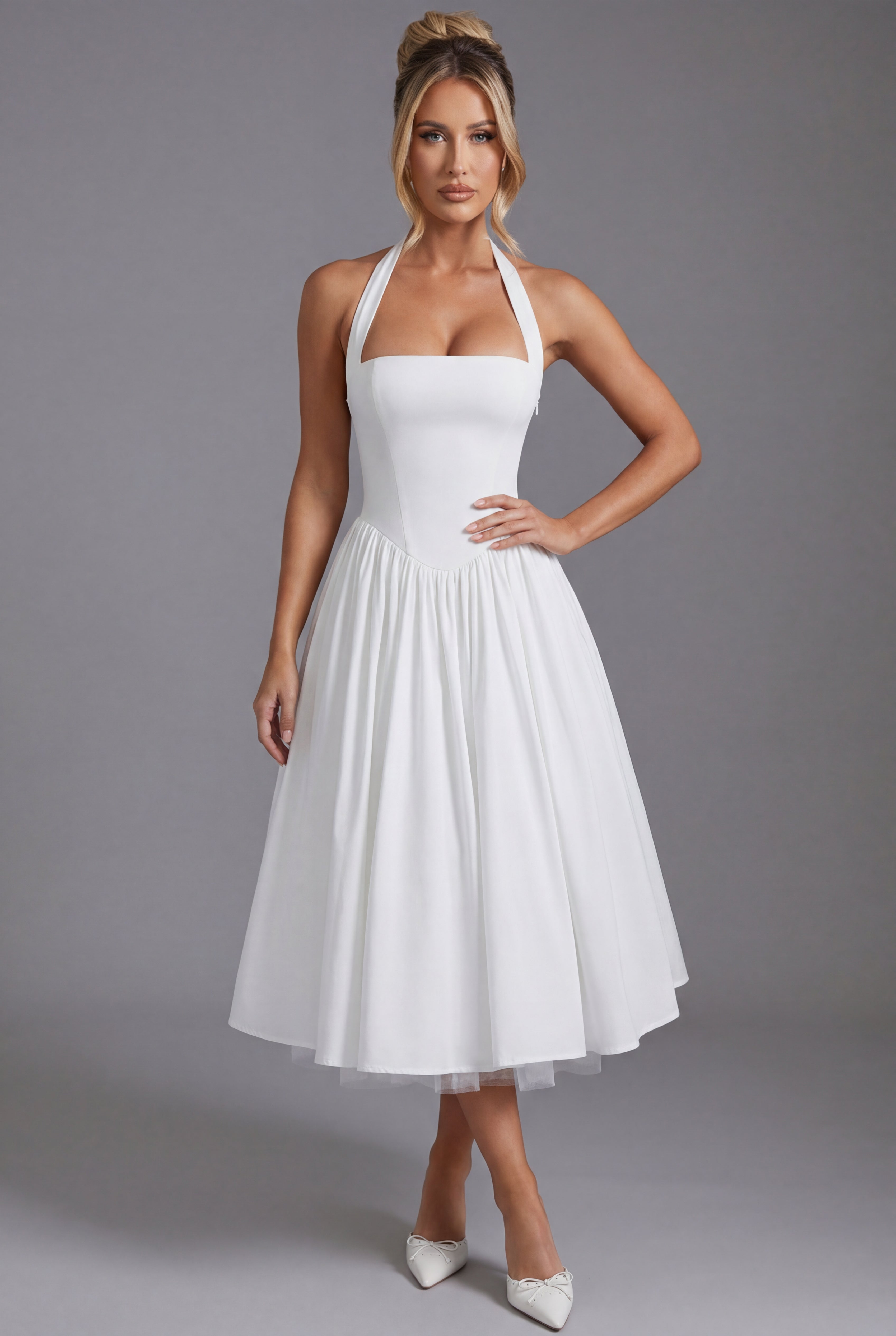 Women's Midi Dress – Stretch-Crepe A-Line Evening | Amelia 1