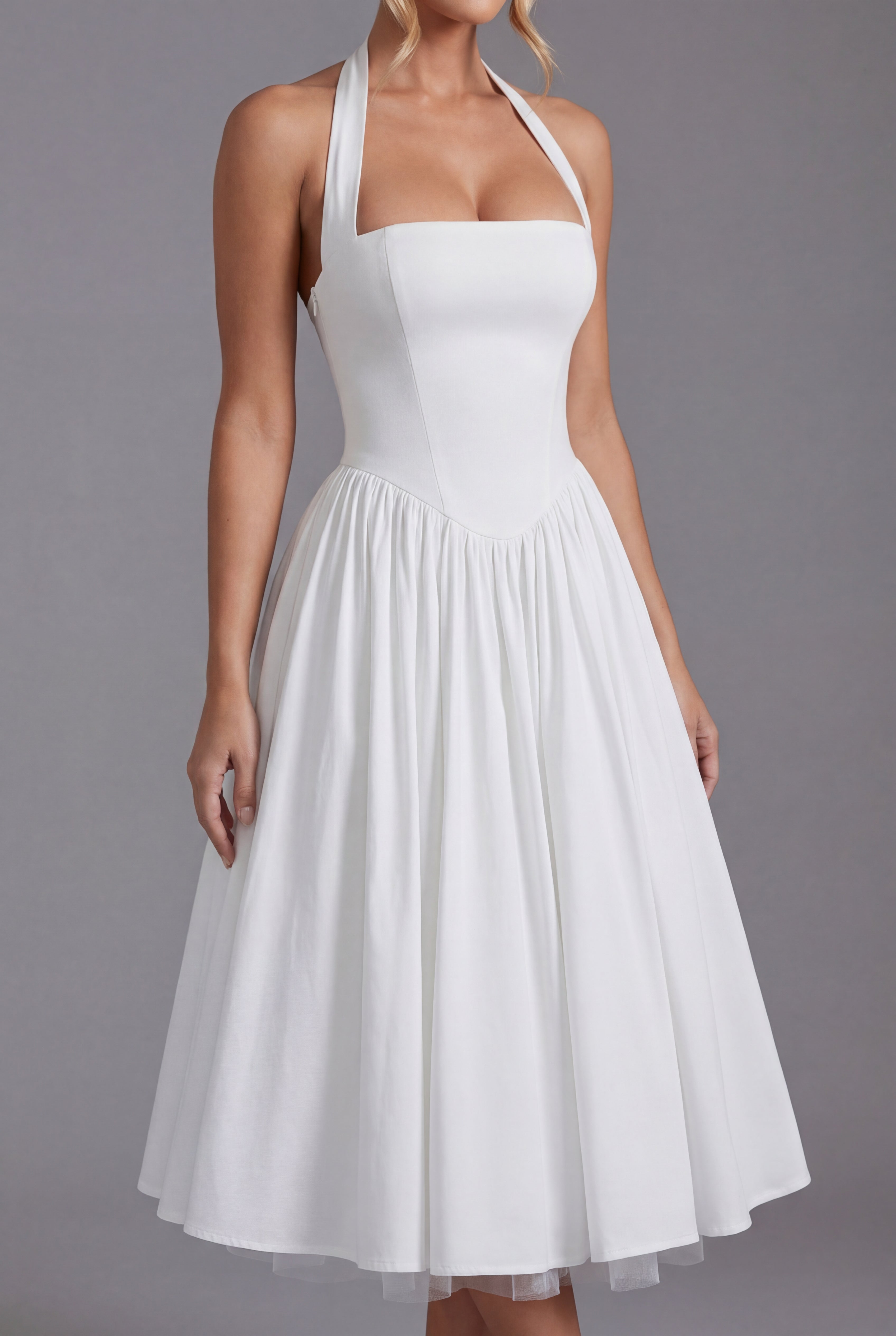 Women's Midi Dress – Stretch-Crepe A-Line Evening | Amelia 2