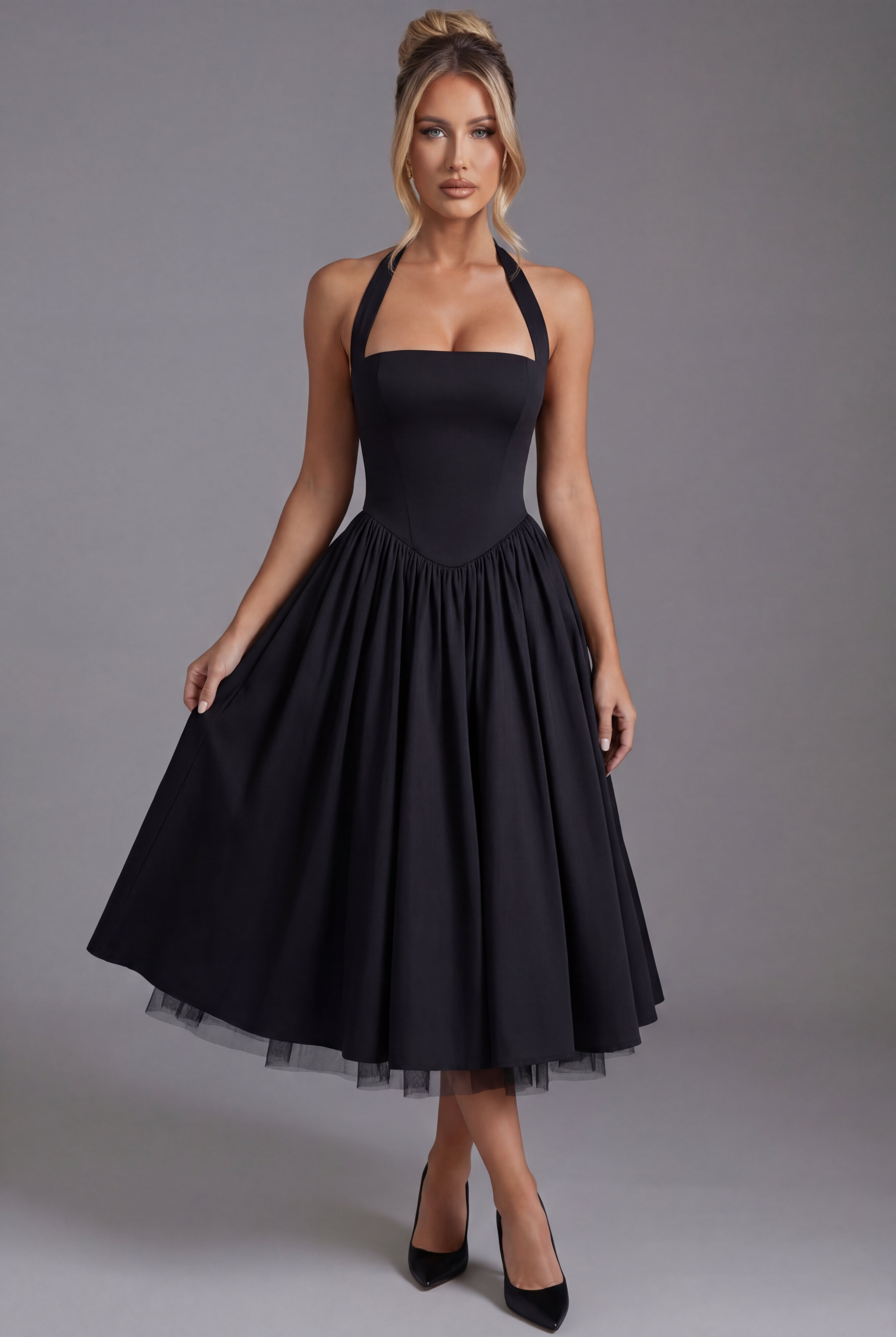 Women's Midi Dress – Stretch-Crepe A-Line Evening | Amelia 5