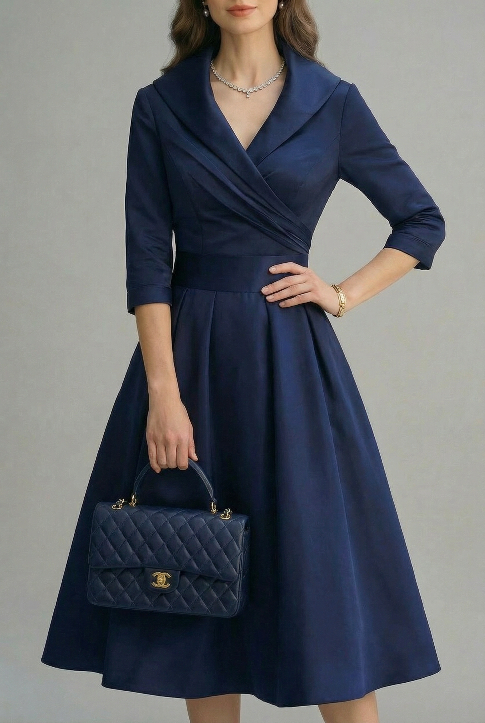 Women's A-Line Dress – Matte Satin Tailored Evening | Amelia 6