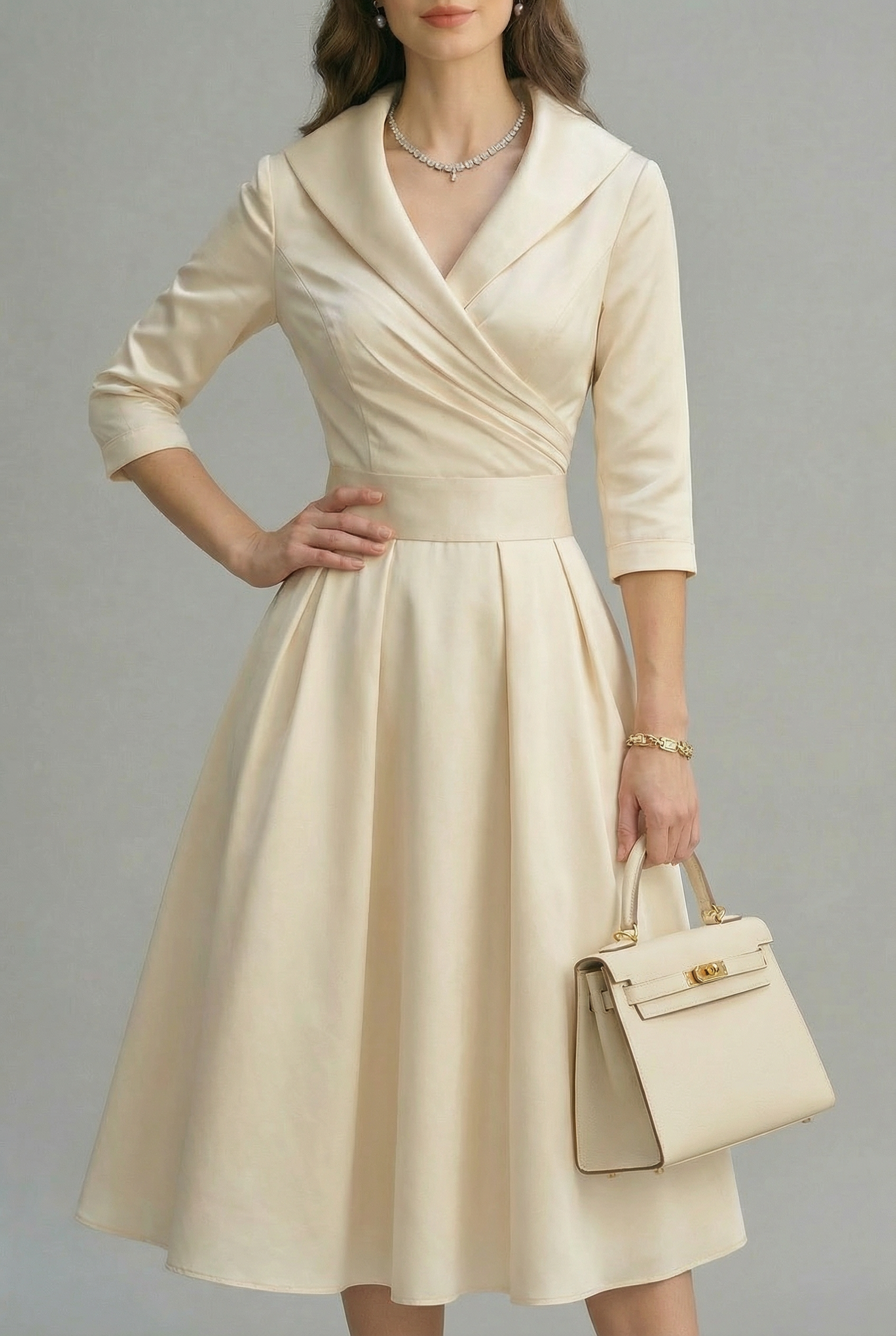 Women's A-Line Dress – Matte Satin Tailored Evening | Amelia 10