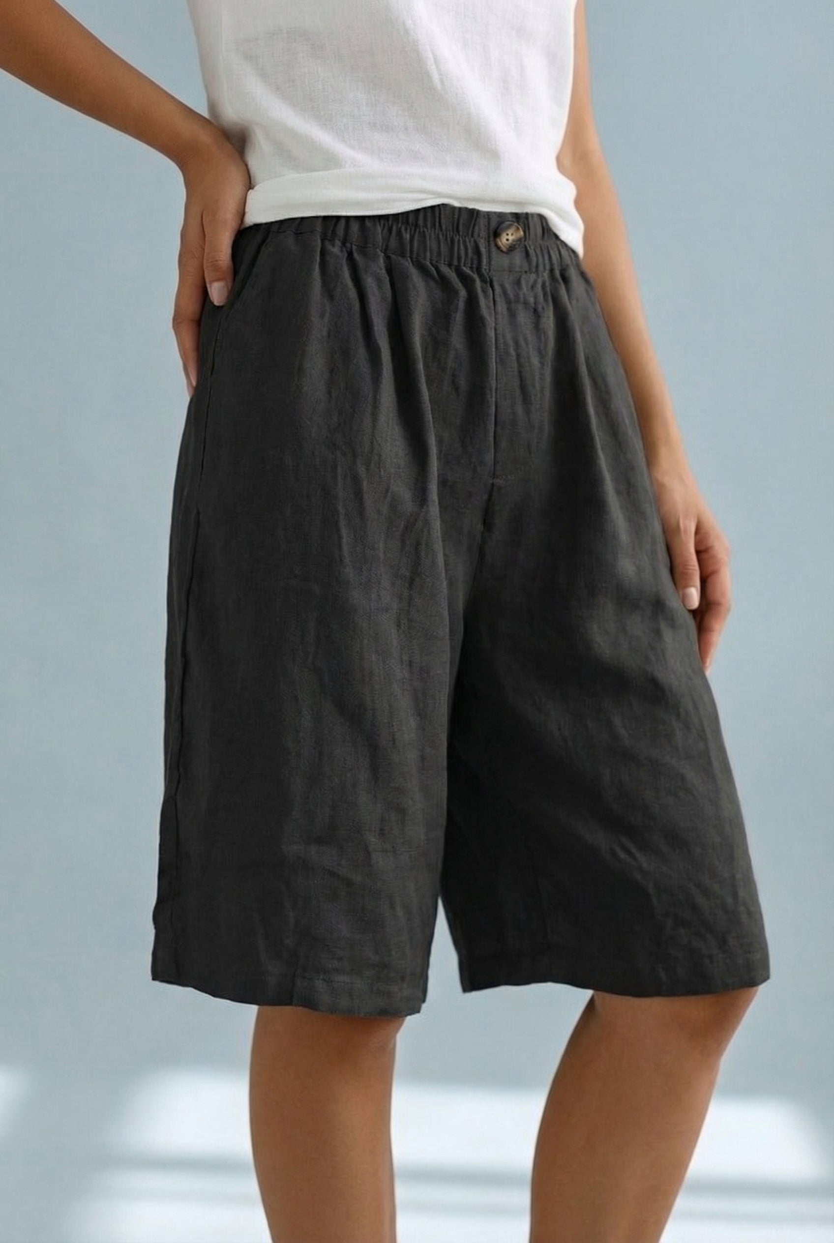 Women's Bermuda Shorts – Linen Wide Leg Tailored Summer | Florence 4