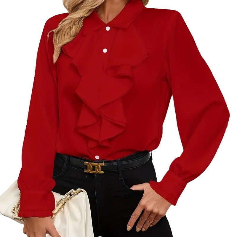 Isla | Ruffle Detail Elegant Blouse Relaxed Fit Top