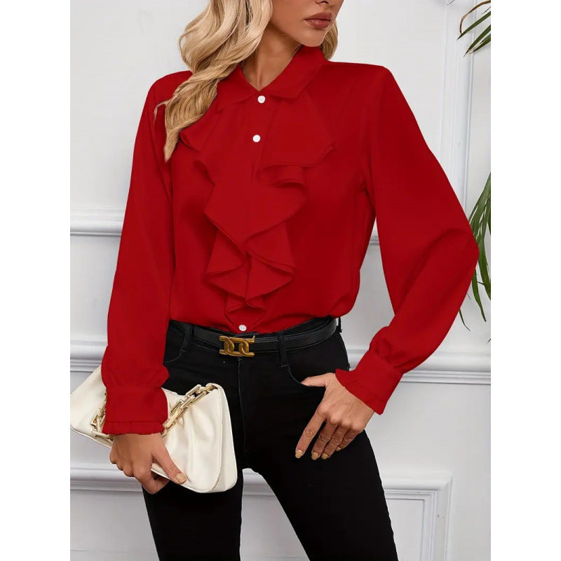 Isla | Ruffle Detail Elegant Blouse Relaxed Fit Top