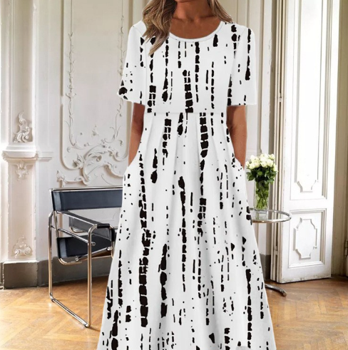 Lily | Floral Midi Daywear Flared Fit Dress Short Sleeve