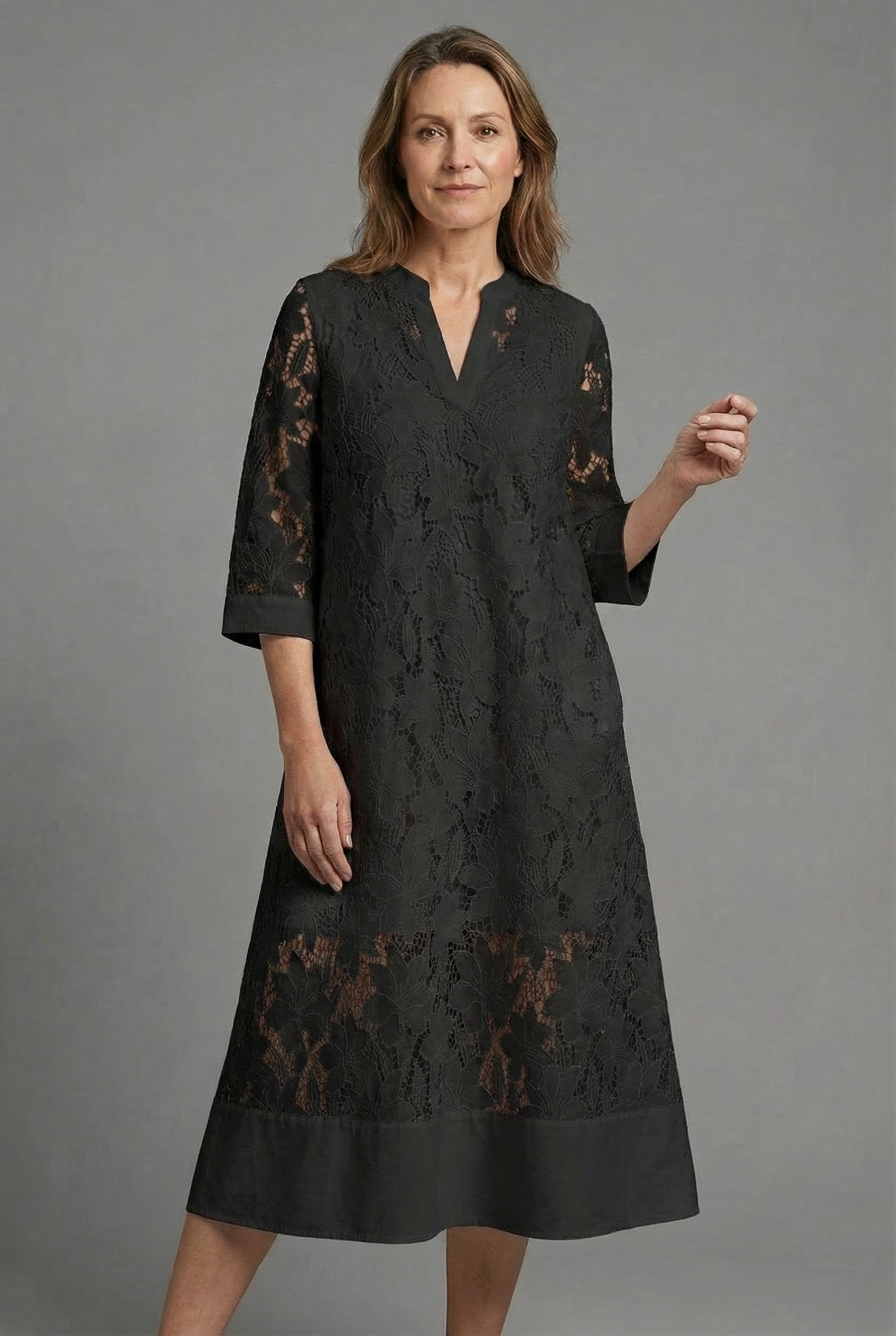 Women's Caftan Dress – Floral Lace A-Line Resort Wear | Amelia 5
