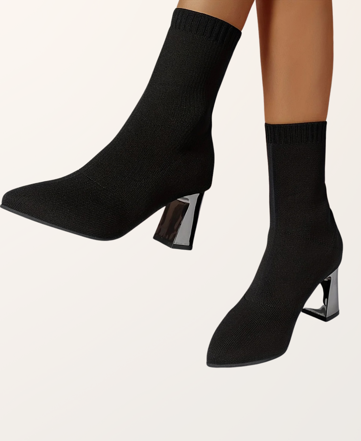 Women's Sock Boots – Ribbed Knit Mid-Calf Elegant | Amelia 6