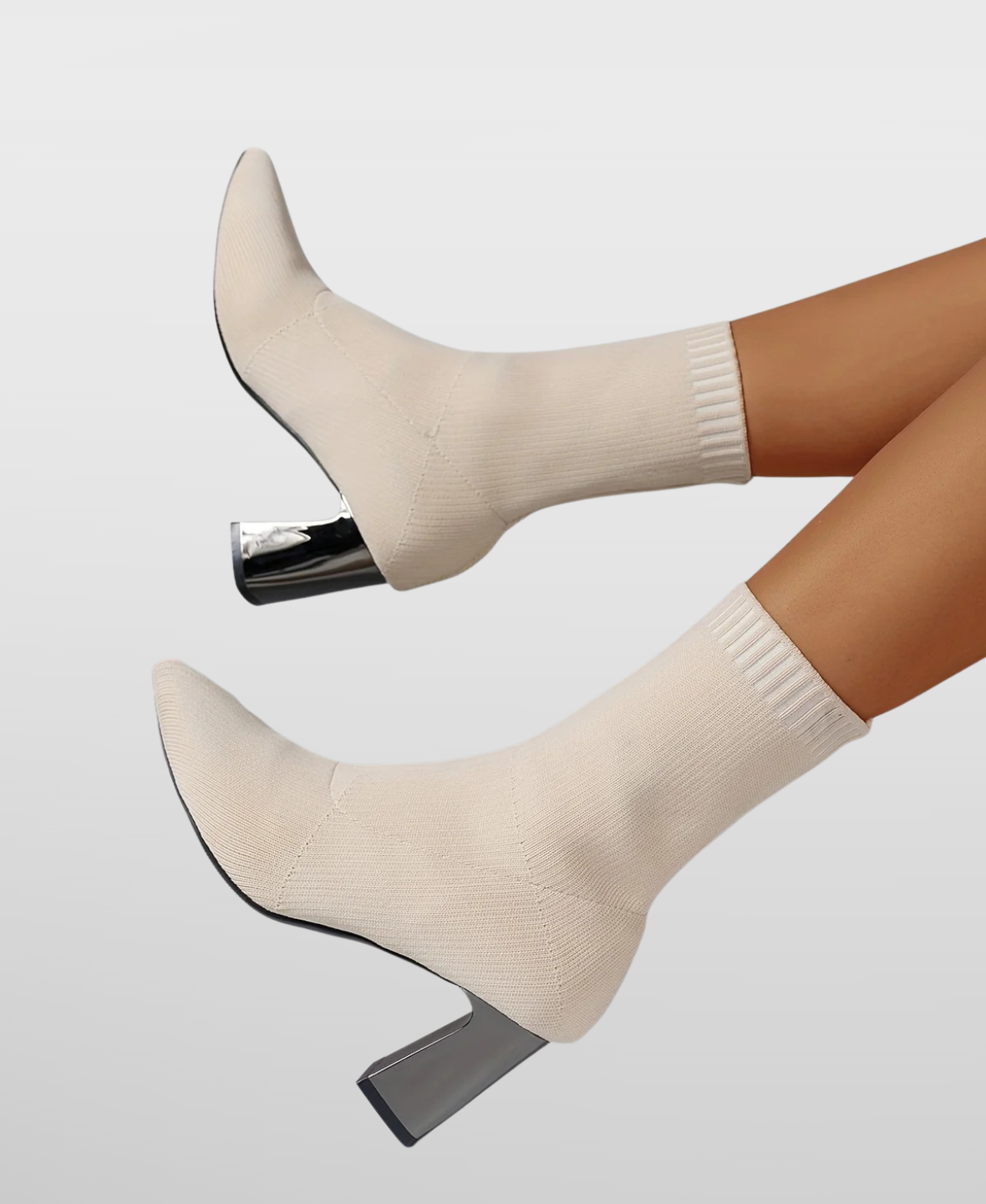 Women's Sock Boots – Ribbed Knit Mid-Calf Elegant | Amelia 9