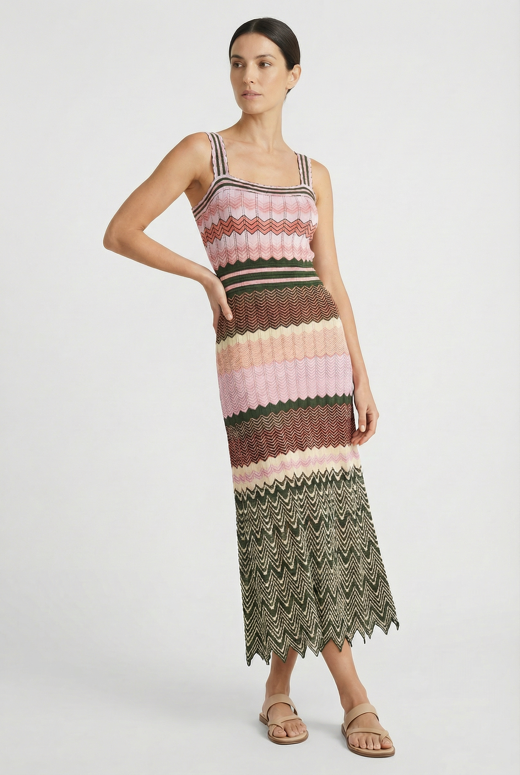 Isla | Sleeveless Zigzag Maxi Dress Stretch Fit Silhouette