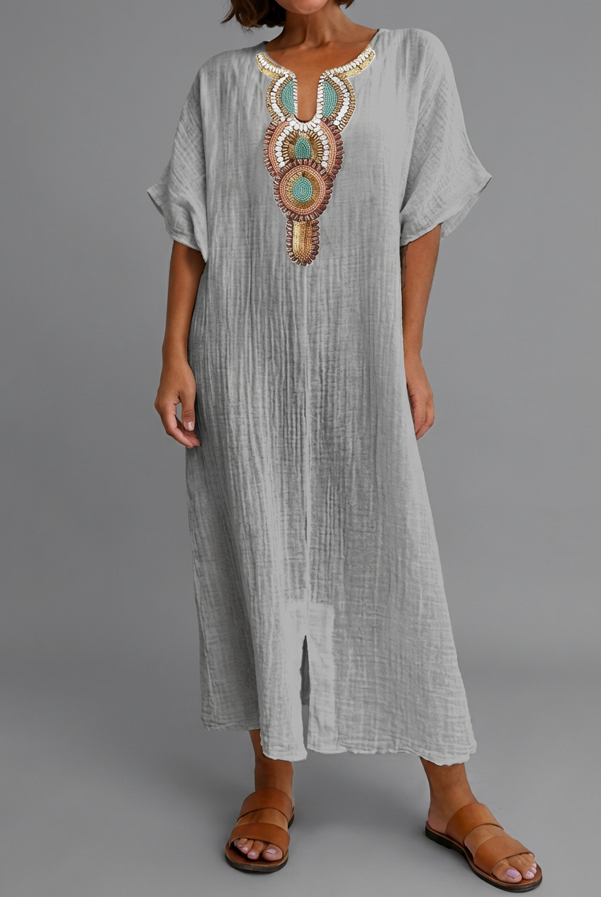 Women's Maxi Dress – Crinkled Gauze Relaxed Fit Summer | Amelia 3