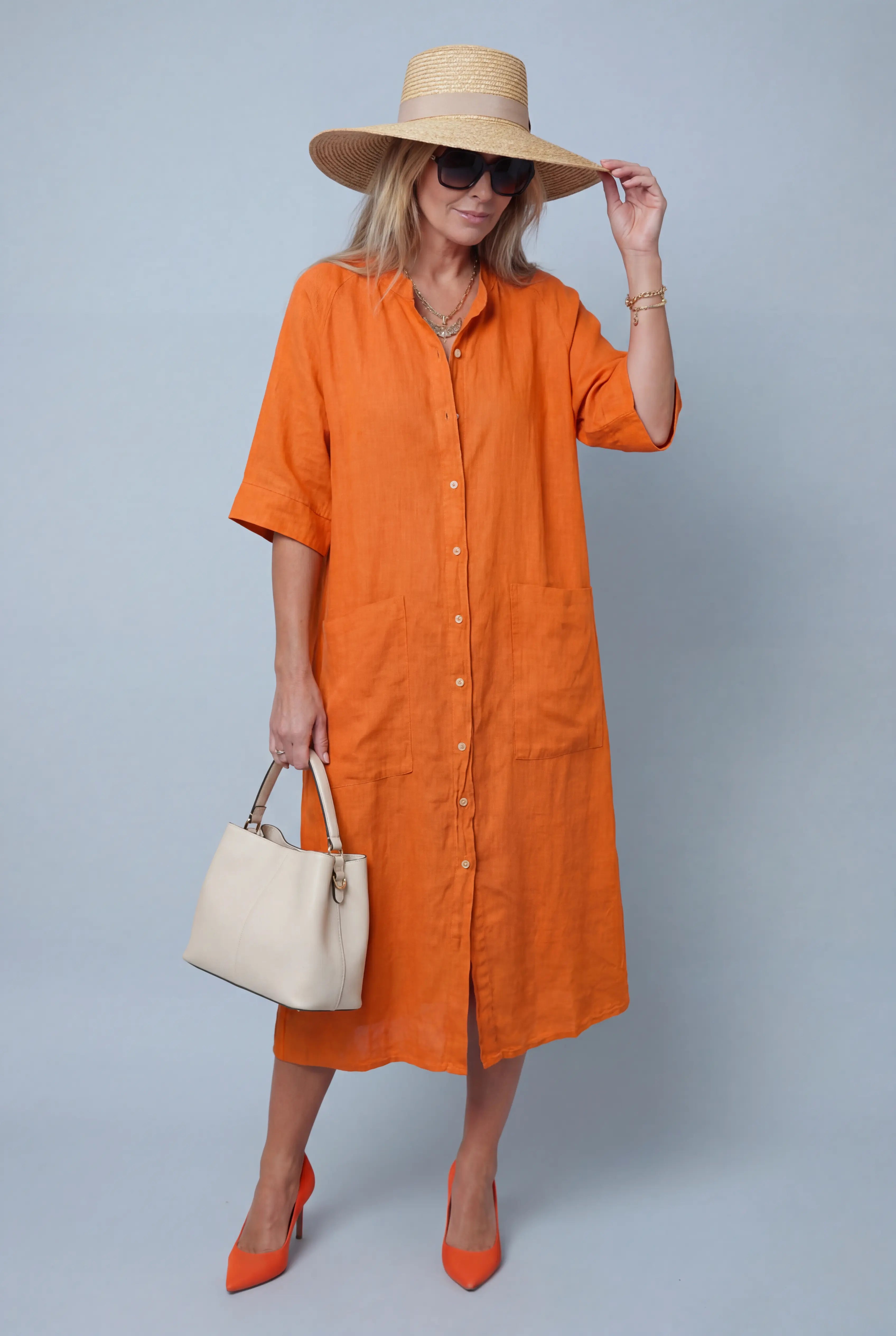 Women's Midi Dress – Linen Relaxed Fit Casual | Amelia 5