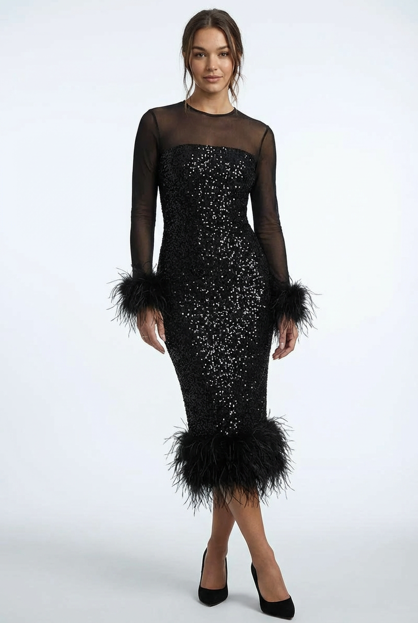 Women's Cocktail Dress – Sequined Mesh Form-Fitting Evening | Amelia 5