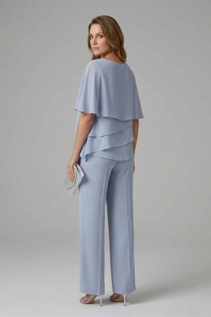 Sophie | Layered Top Office Casual Straight Leg Trousers Set