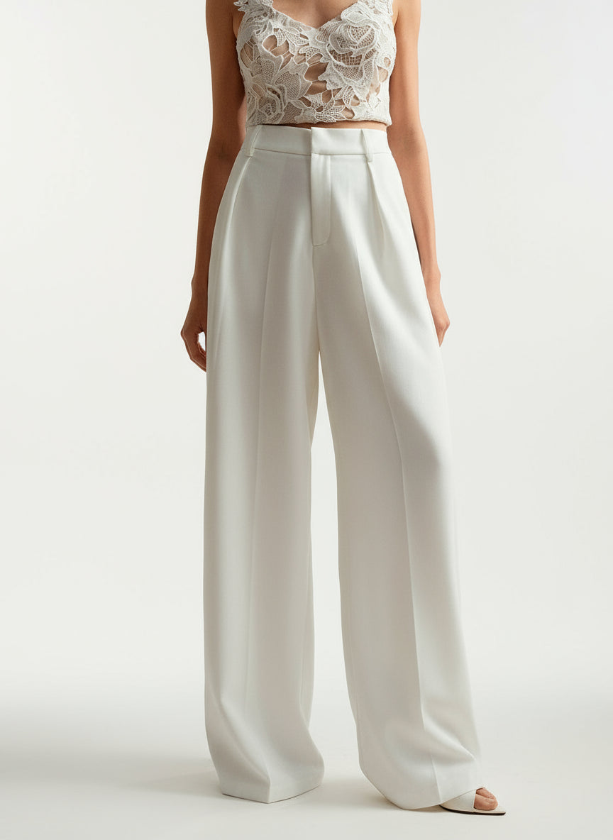 Emma | High Waist Tailored Smart Wide Leg Trousers