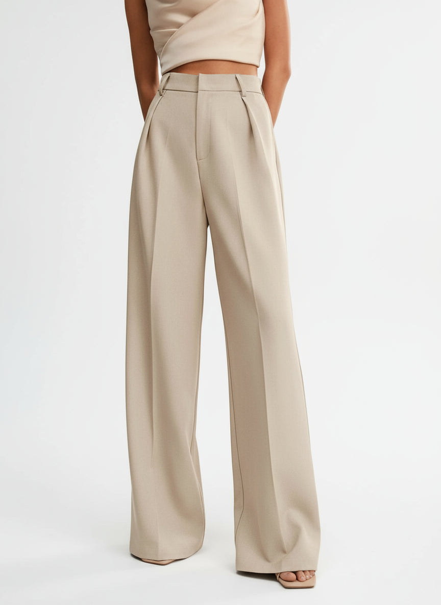 Emma | High Waist Tailored Smart Wide Leg Trousers