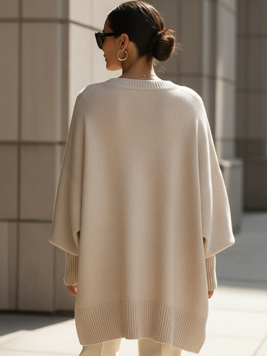 Women's Oversized Casual Jumper in Beige