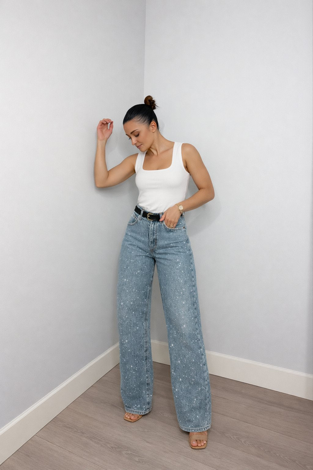 Women's High-Waisted Wide-Leg Casual Jeans