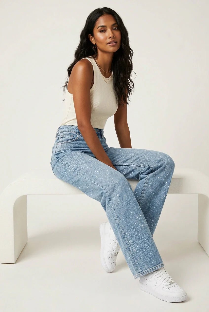 Women's High-Waisted Wide-Leg Casual Jeans