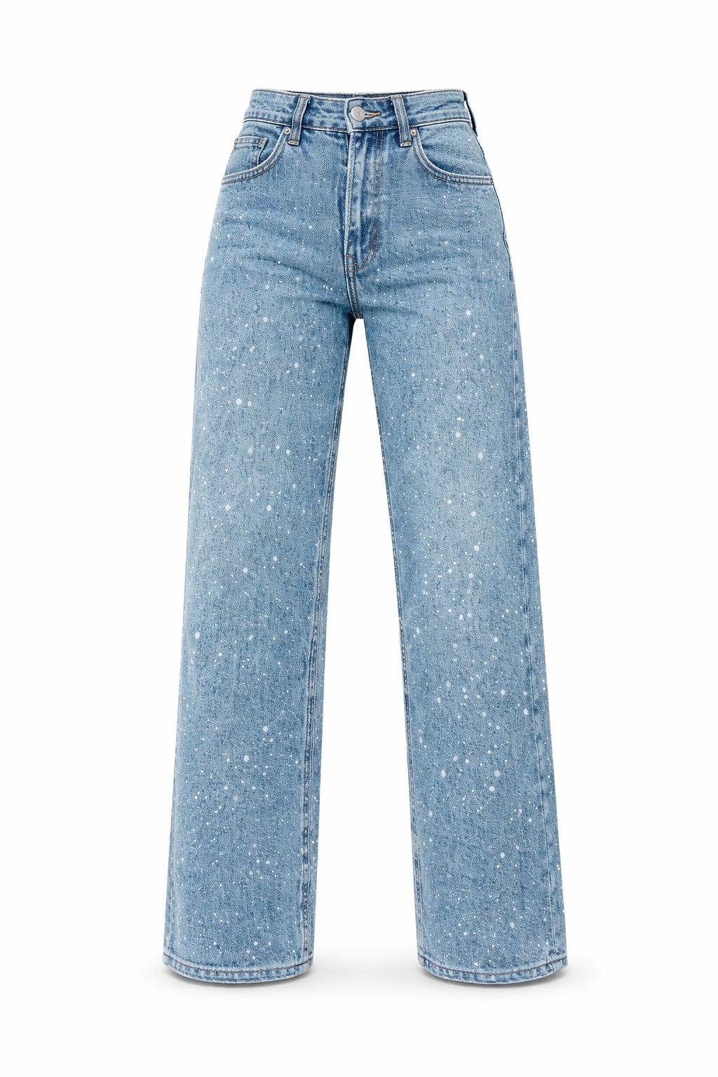 Women's High-Waisted Wide-Leg Casual Jeans in Light Blue