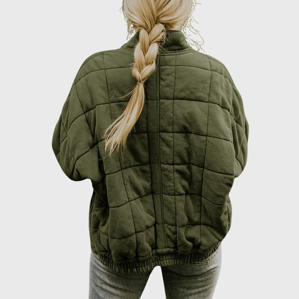 Women's Quilted Zip-Front Casual Jacket in Olive