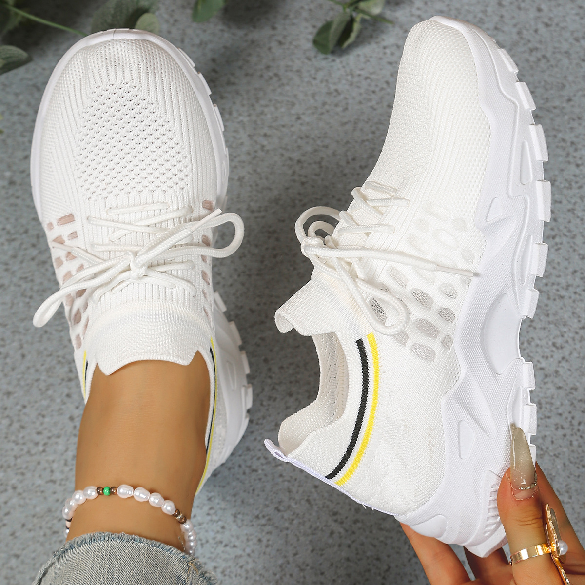 Women's Chunky-Sole Casual Trainers in White