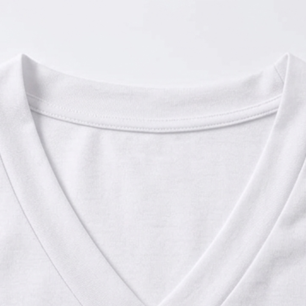 Women's Rolled-Cuff V-Neck Casual T-Shirt in White