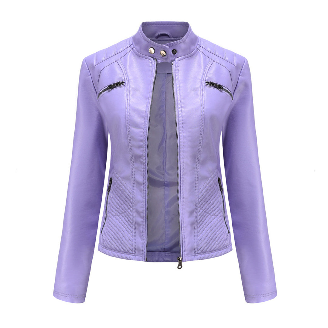 Women's Stand-Collar Zip-Front Casual Jacket in Lilac