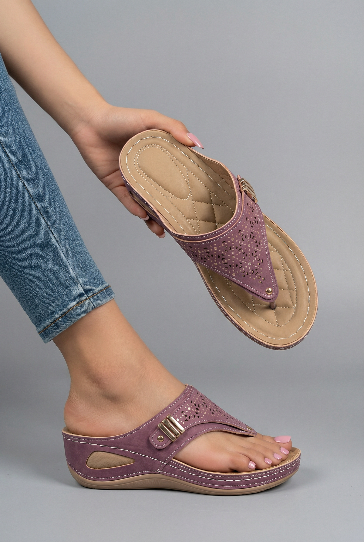 Orthopaedic Perforated Holiday Wedges in Dusty Rose
