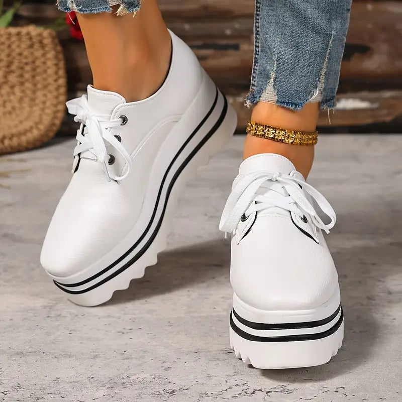 Women's Orthopaedic Platform Casual Trainers in White