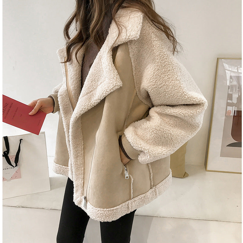 Women's Zip-Front Casual Jacket in Beige