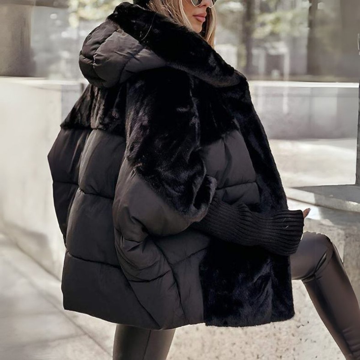 Women's Hooded Zip-Front Casual Jacket in Black