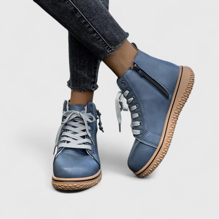 Women's Lace-Up Casual Ankle Boots in Blue