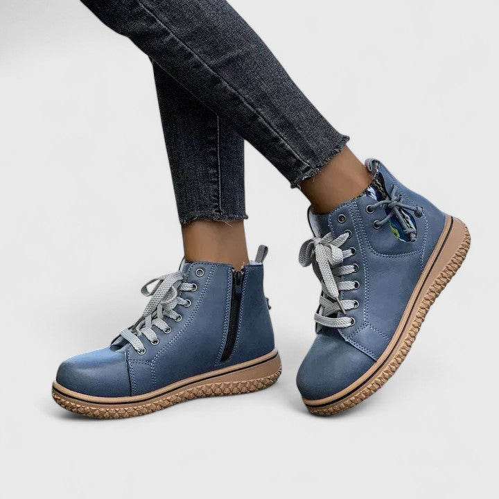 Women's Lace-Up Casual Ankle Boots in Blue