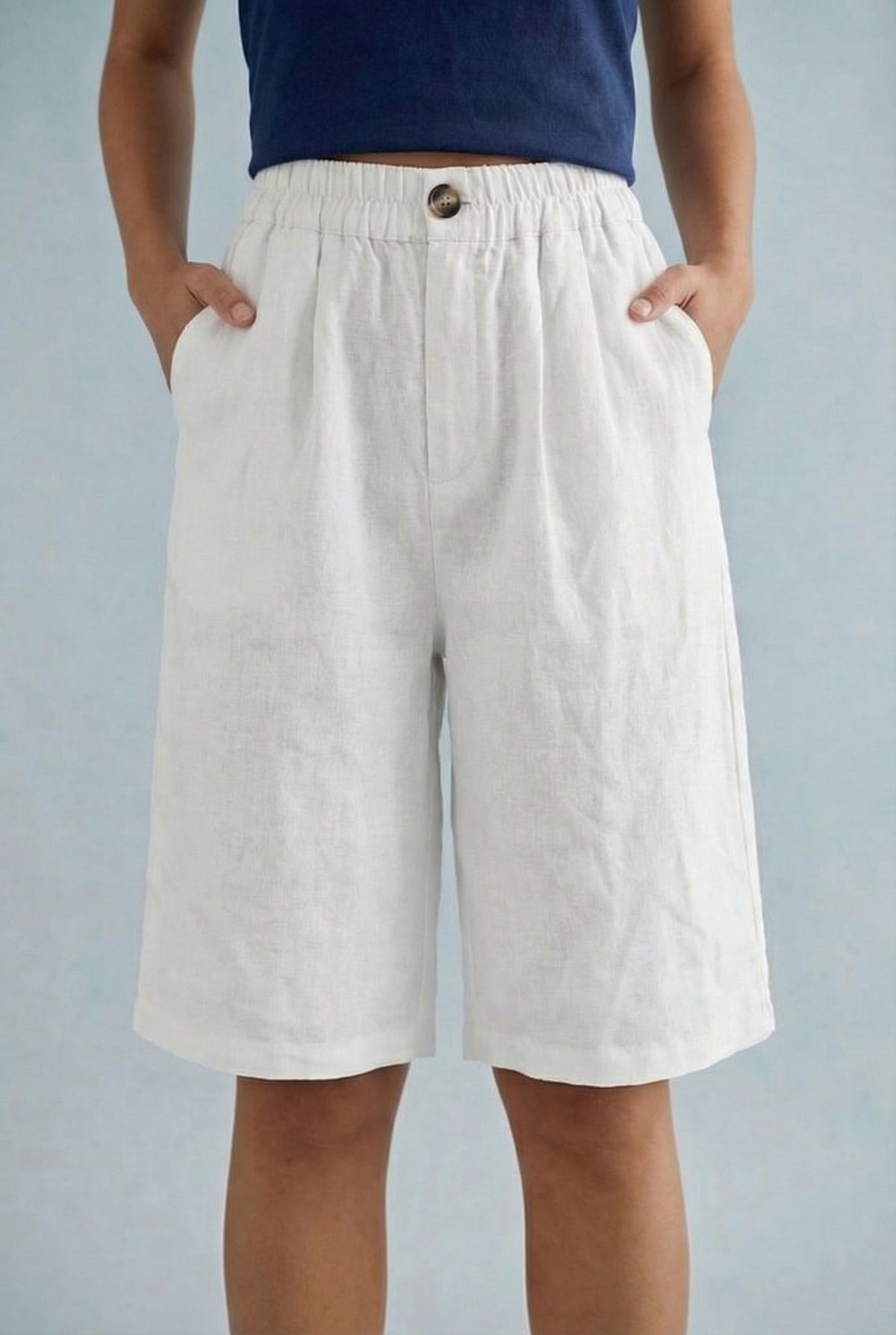 Women's Elasticated Casual Shorts in White