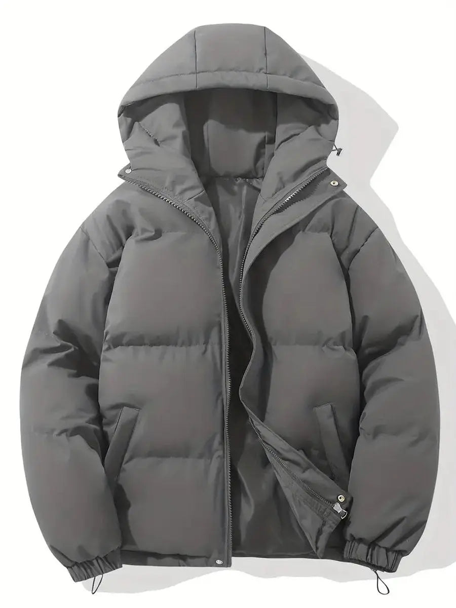 Women's Hooded Quilted Puffer Casual Jacket in Dark Grey