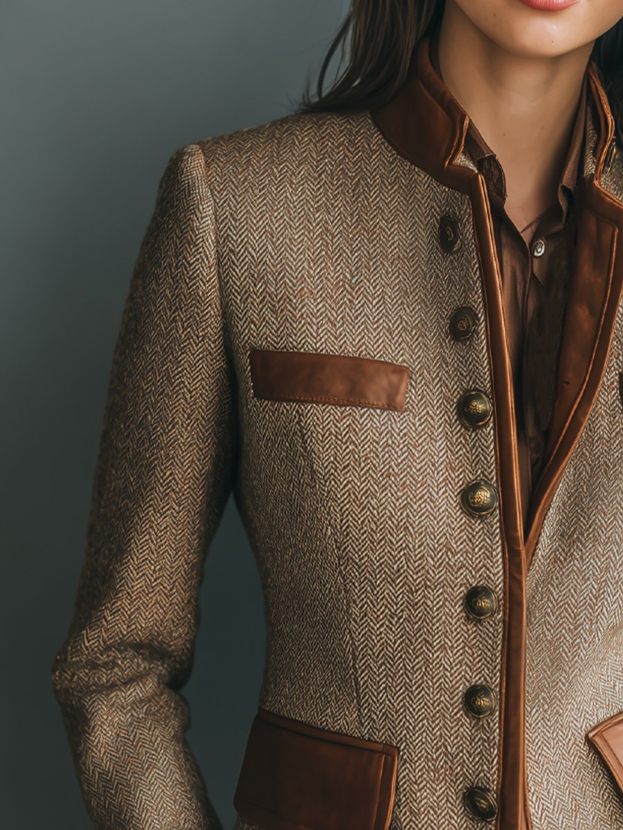 Women's Button-Front Casual Jacket in Taupe