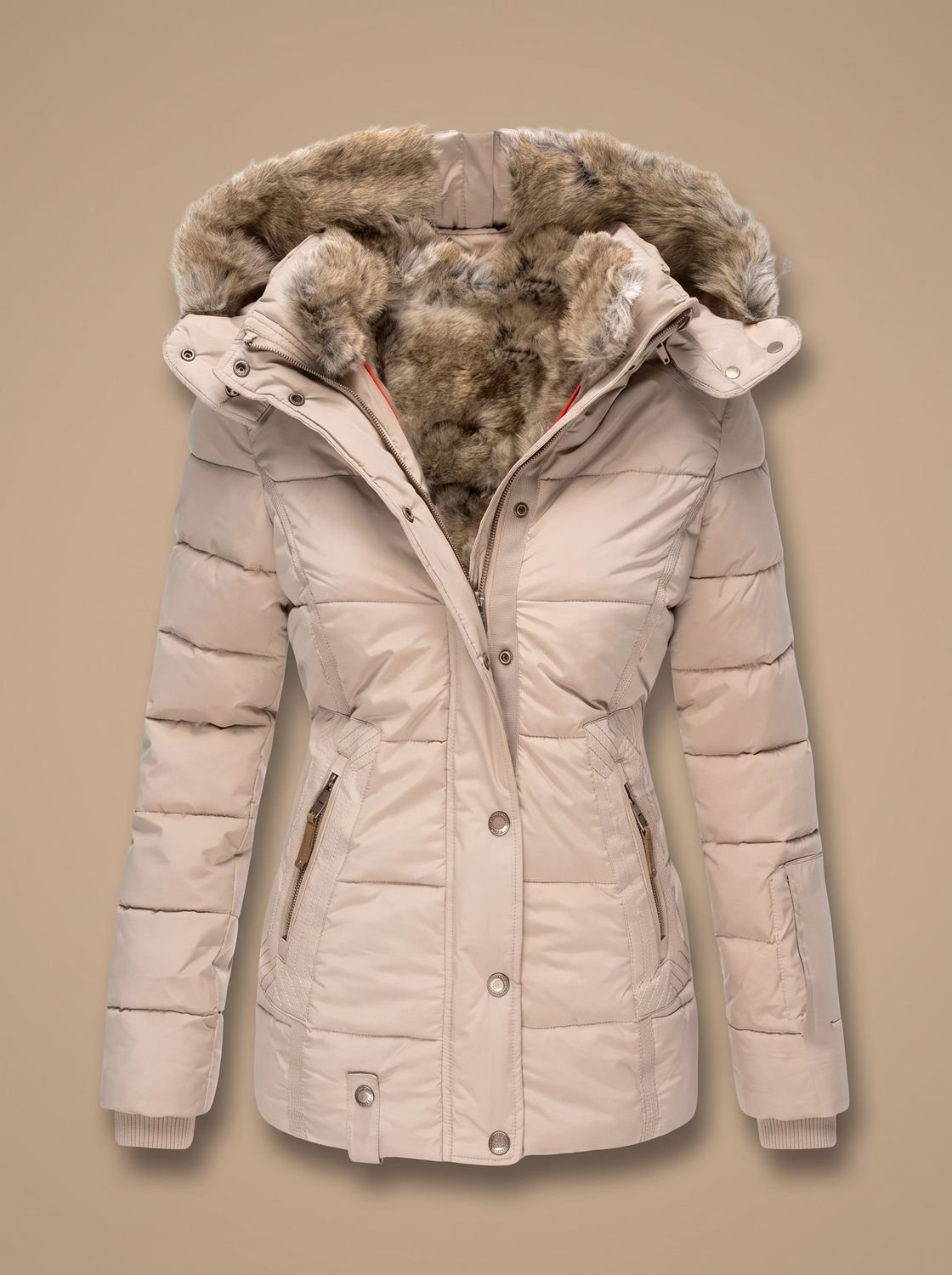 Women's Hooded Casual Jacket in Beige