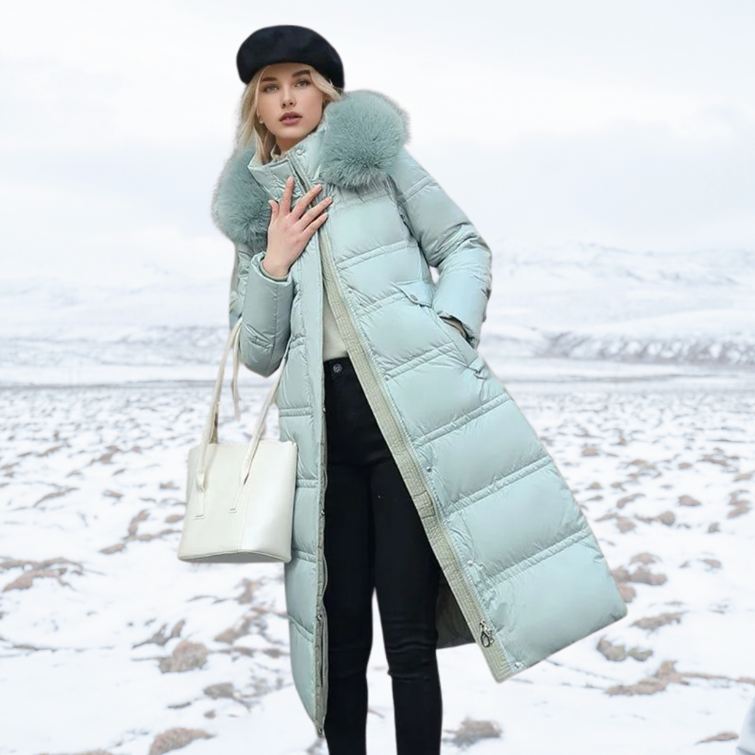 Women's Belted Hooded Quilted Casual Coat in Mint